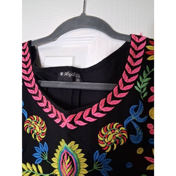 Women medium Mexican full embroidery blouse huipil el interior jalapa hippie top - Picture 2 of 8